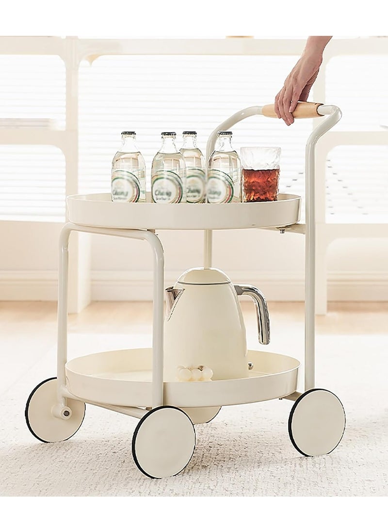 General - Side Table Open End Table with 2 Tiers Storage Shelf Nightstand Easy Assembly Sofa Table with Wheels Coffee Table Trolley - Image 1