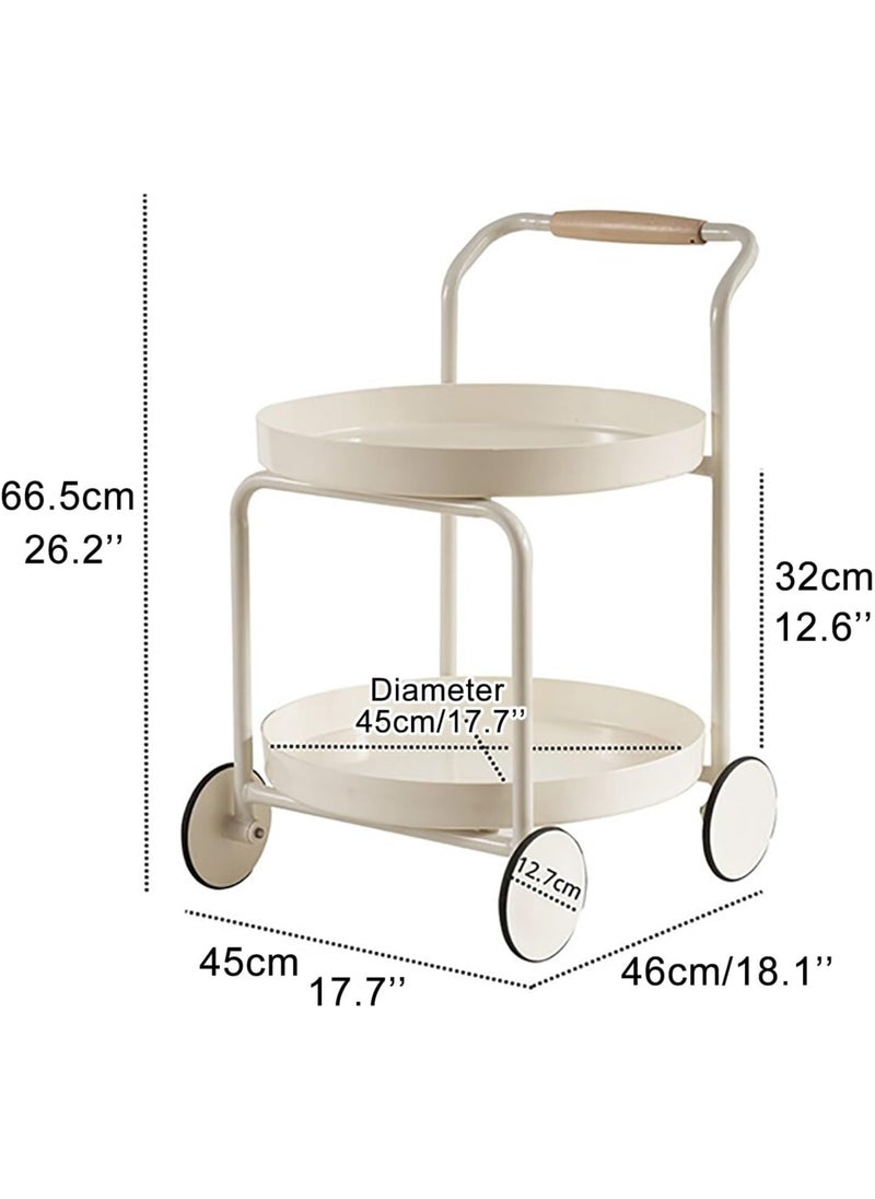 General - Side Table Open End Table with 2 Tiers Storage Shelf Nightstand Easy Assembly Sofa Table with Wheels Coffee Table Trolley - Image 1