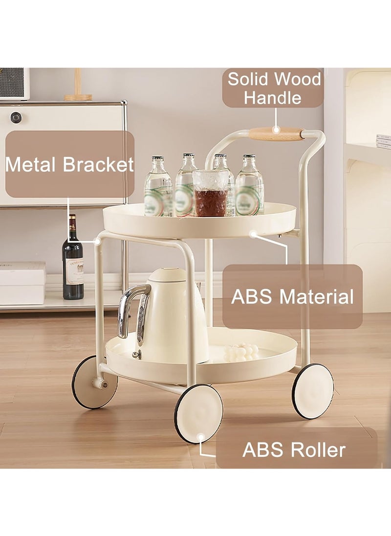 General - Side Table Open End Table with 2 Tiers Storage Shelf Nightstand Easy Assembly Sofa Table with Wheels Coffee Table Trolley - Image 1