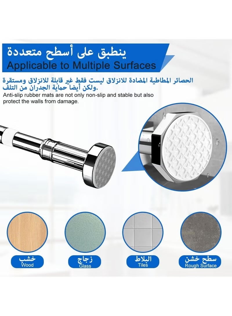 Shower Curtain Rod Adjustable Telescopic Curtain Rod Extendable Non-Slip Spring Tension Shower Pole Wardrobe Hanger Rod for Bathroom Window Kitchen Cupboard, No Drilling Easy to Install - Image 4
