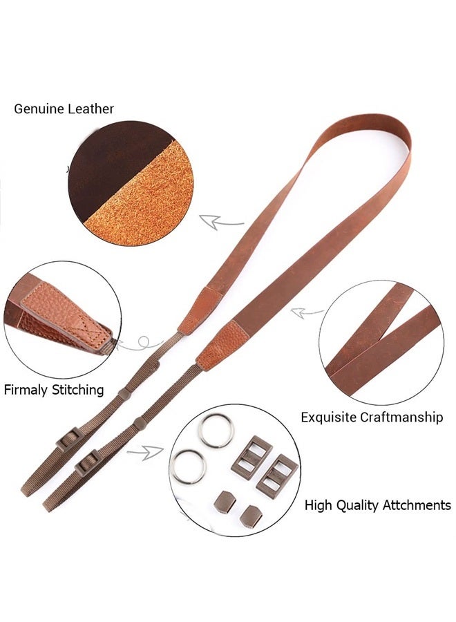 Crazy Horse Leather Camera Strap, Comfortable Vintage Camera Strap, Soft Adjustable Camera Neck Shoulder Strap for Photographers Women Men