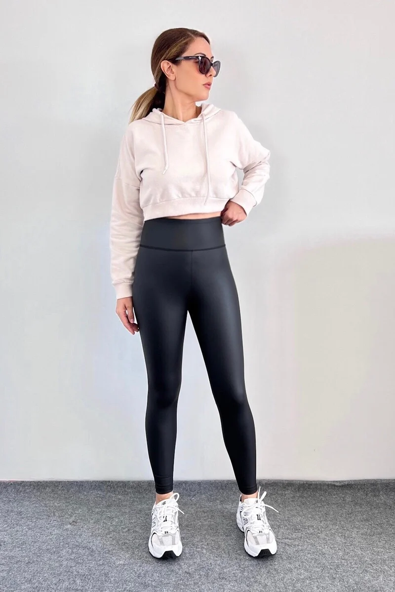 Ritnice Women's Black Nano Matte Leather Tights