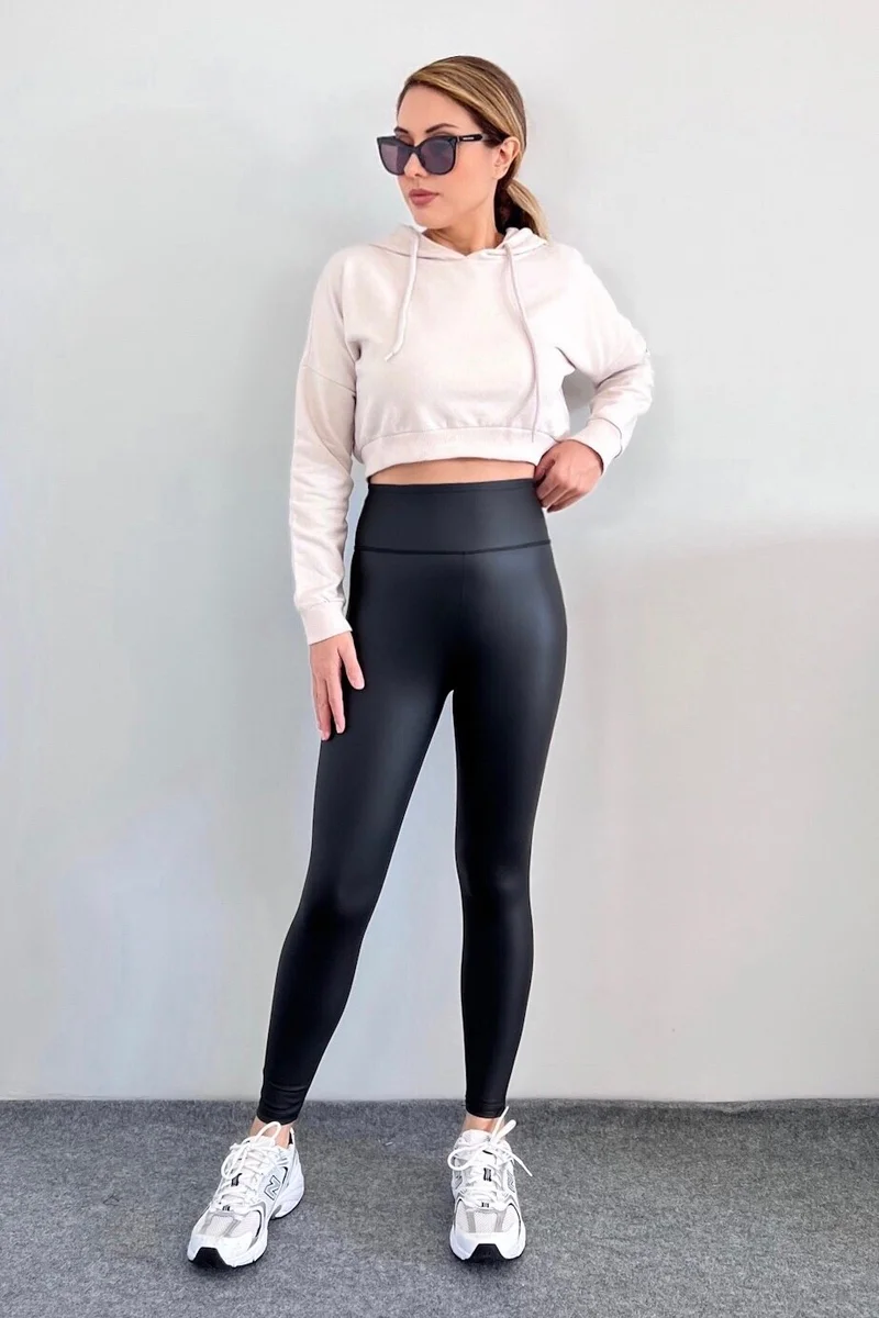 Ritnice Women's Black Nano Matte Leather Tights