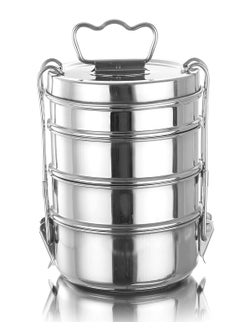 Expresso Expresso - Stainless Steel Food Grade Lunch Box | Traditional Tiffin Carrier/Container for School/Office, Dia 10.8cm | 4 Tier  - Image 1