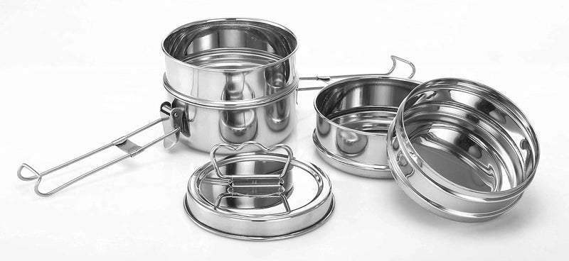 Expresso - Stainless Steel Food Grade Lunch Box | Traditional Tiffin Carrier/Container for School/Office, Dia 10.8cm | 4 Tier - Image 2