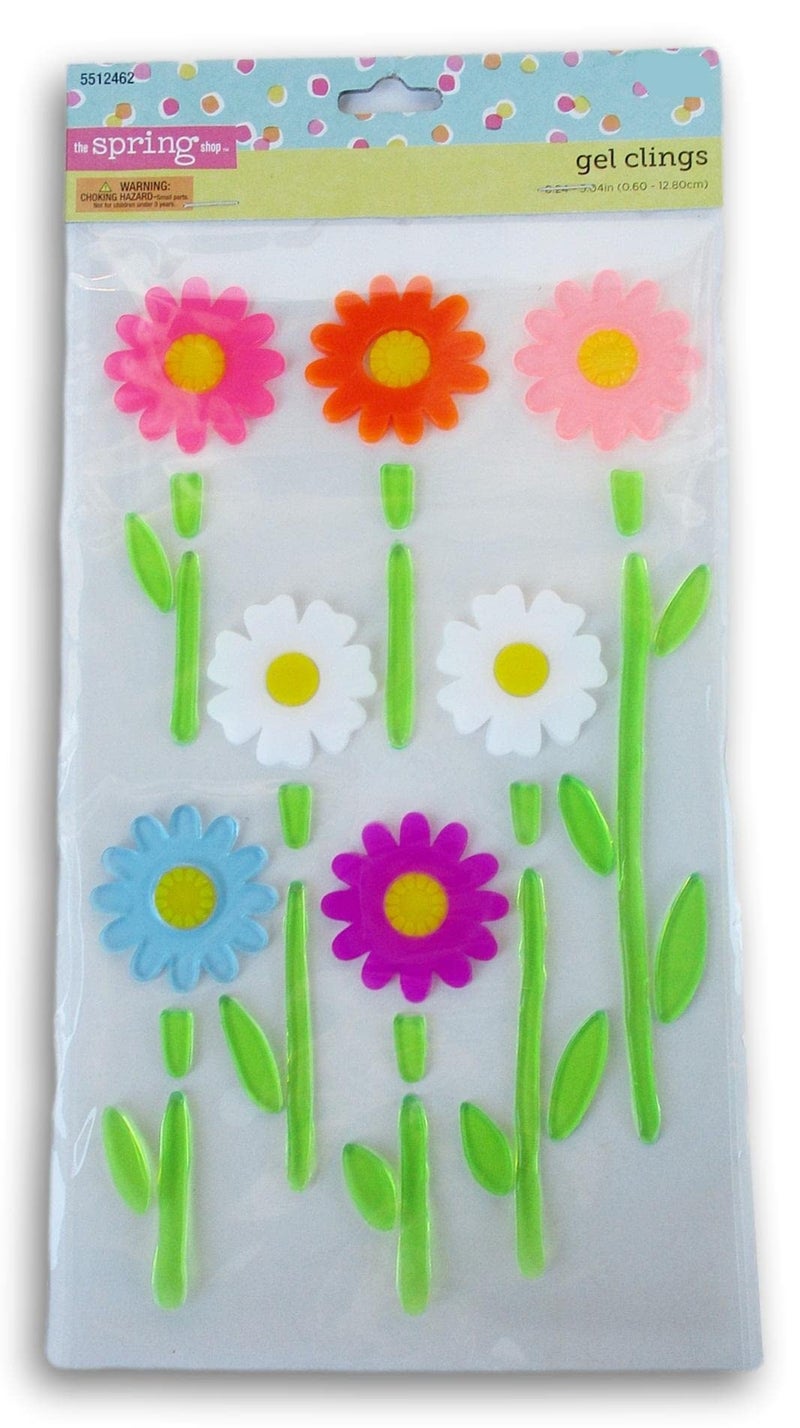 Holiday Decor Holiday Decor Spring Themed Flowers and Stems Gel Window Clings  35 Piece Multicolor 