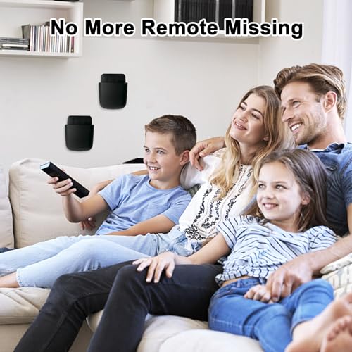 kulusion 3 Pcs Remote Control Holder, Wall Mount Pen Holder Hole-Free Self Adhesive Phone Charging Organizer Pencil Storage Containers for Home Office School Supply Orgaizer ​(Black - Image 3
