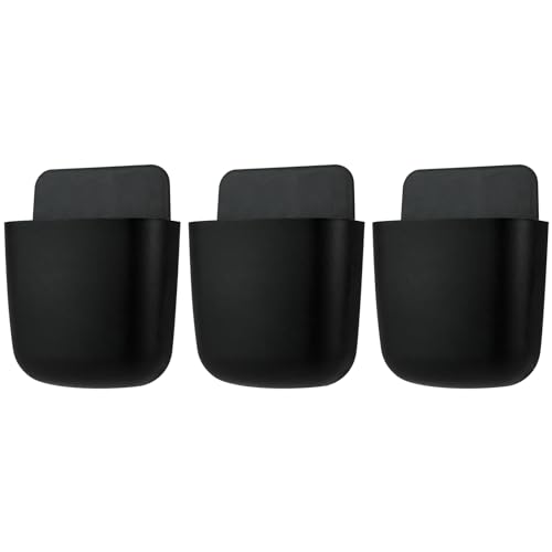 kulusion 3 Pcs Remote Control Holder, Wall Mount Pen Holder Hole-Free Self Adhesive Phone Charging Organizer Pencil Storage Containers for Home Office School Supply Orgaizer ​(Black - Image 1