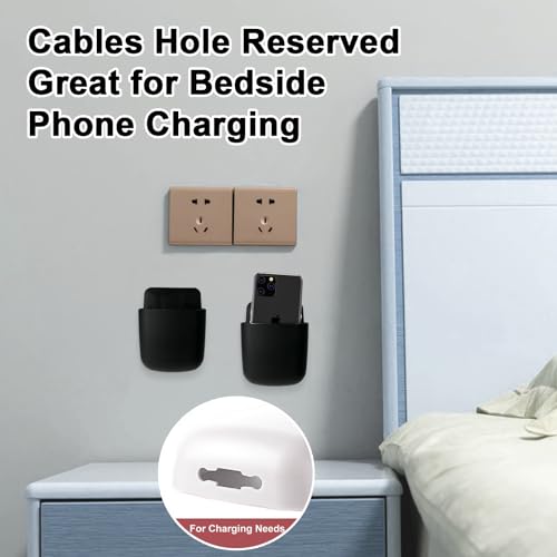 kulusion 3 Pcs Remote Control Holder, Wall Mount Pen Holder Hole-Free Self Adhesive Phone Charging Organizer Pencil Storage Containers for Home Office School Supply Orgaizer ​(Black - Image 4