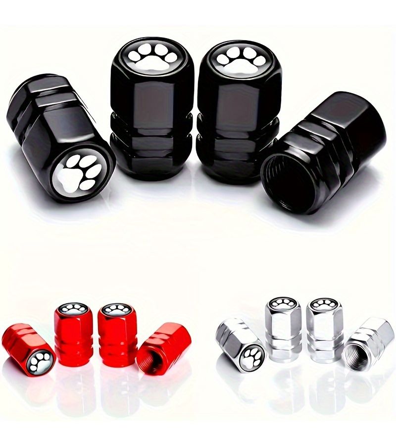 4 Red Aluminum Alloy Tire Valve Caps Durable Protective Car Motorcycle Accessories - Image 1