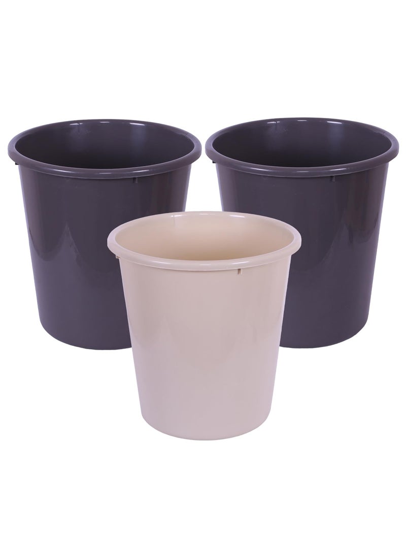 Urbane Home Urbane Home Dustbin Open Dustbin Plastic Garbage Dustbin Dustbin For Kitchen Dustbin For Bathroom Office Dustbin Plain Sada Dustbin 10 LTR Pack of 3 Multi  - Image 1