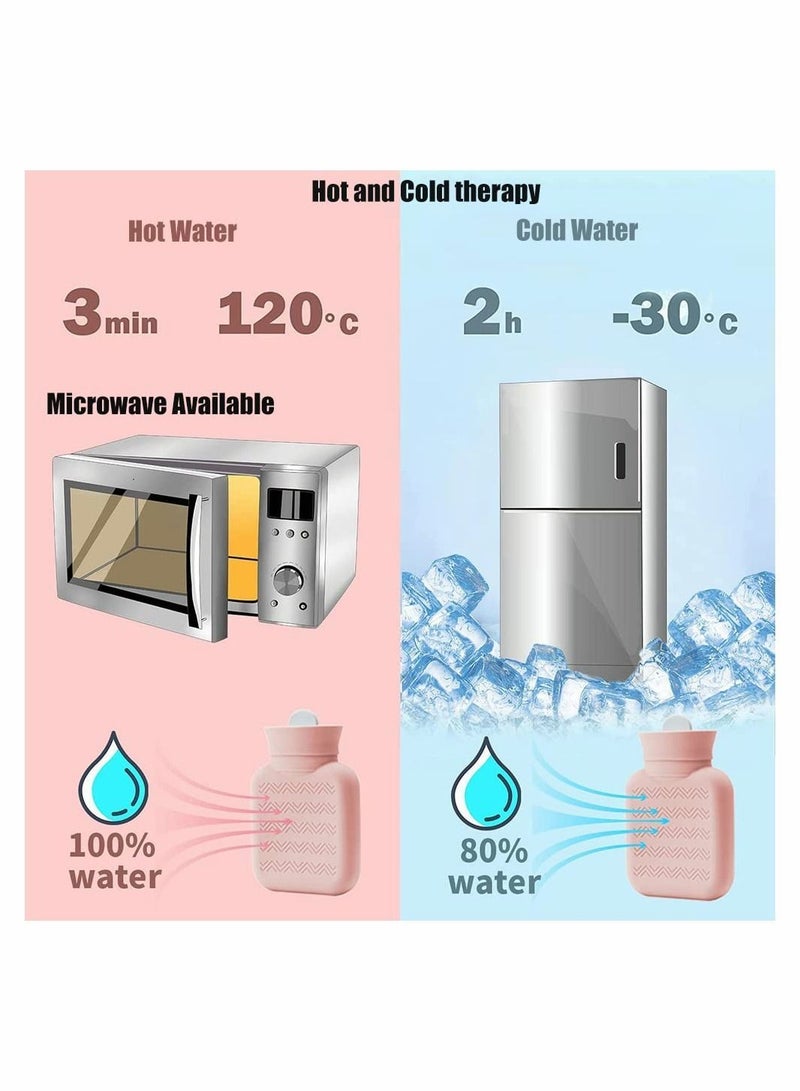 NIBEMINENT Hot Water Bottle with Soft Cover KASTWAVE Small Lovely and Reusable Bottles Hand Warmers Portable Removeable Washable Knit Covers Microwave Oven Heating Available GREY - Image 4