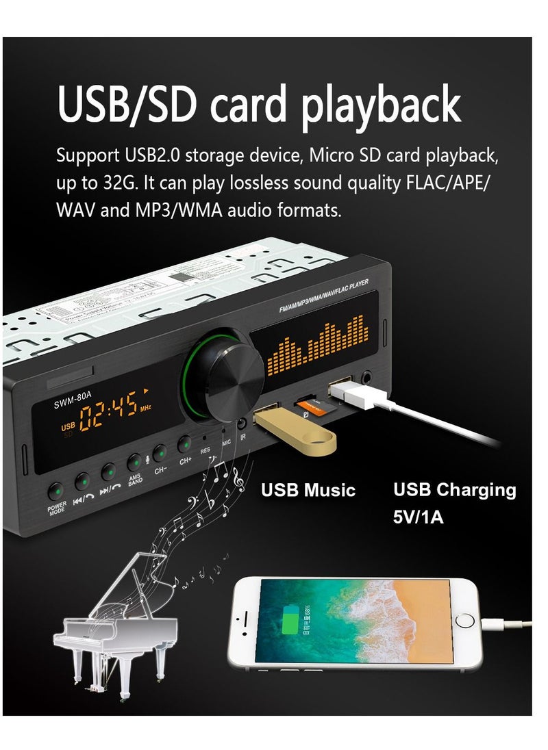 SWM - Dual USB Car MP3 Player Bluetooth Hands Free Multifunction Radio Car Stereo - Image 1
