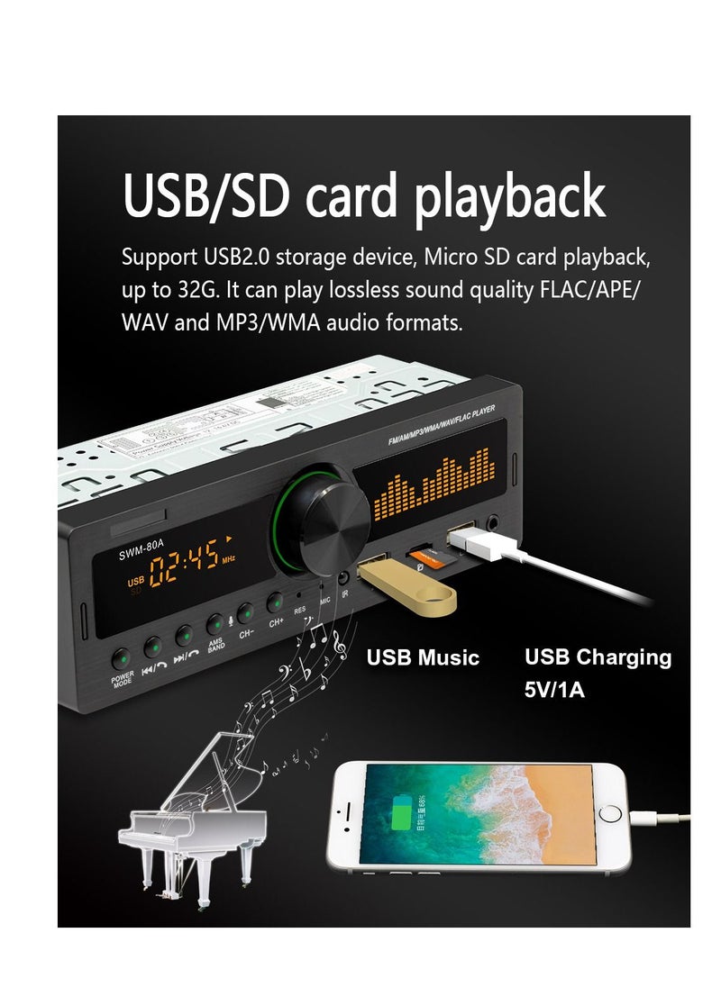 SWM - Dual USB Car MP3 Player Bluetooth Hands Free Multifunction Radio Car Stereo - Image 1