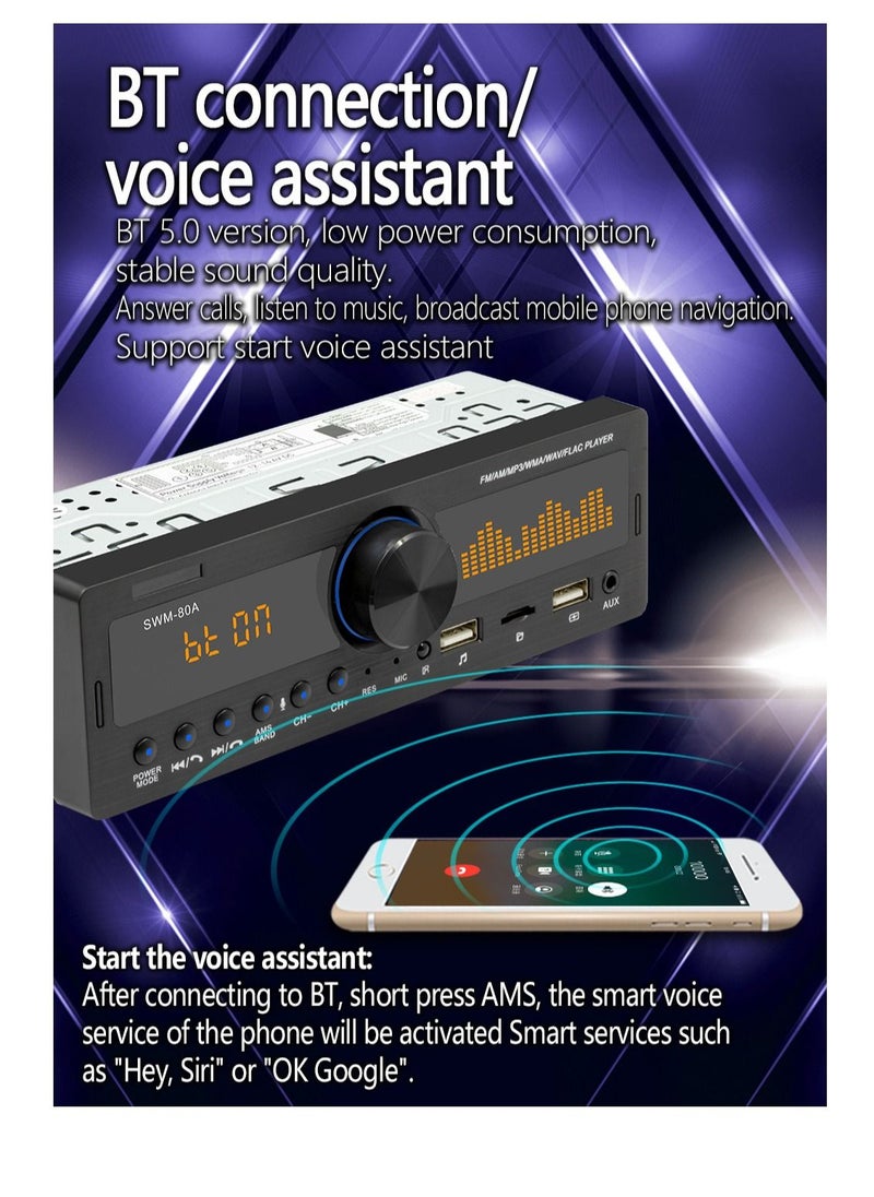 SWM - Dual USB Car MP3 Player Bluetooth Hands Free Multifunction Radio Car Stereo - Image 1