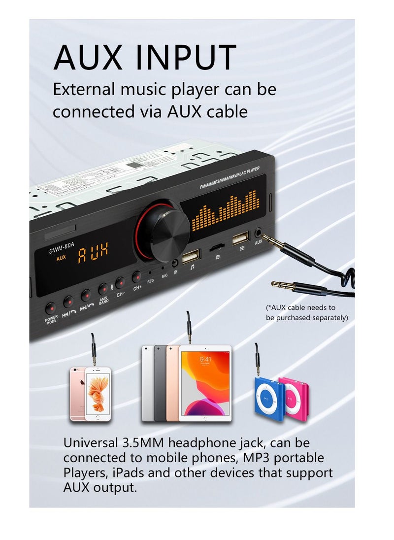 SWM - Dual USB Car MP3 Player Bluetooth Hands Free Multifunction Radio Car Stereo - Image 1