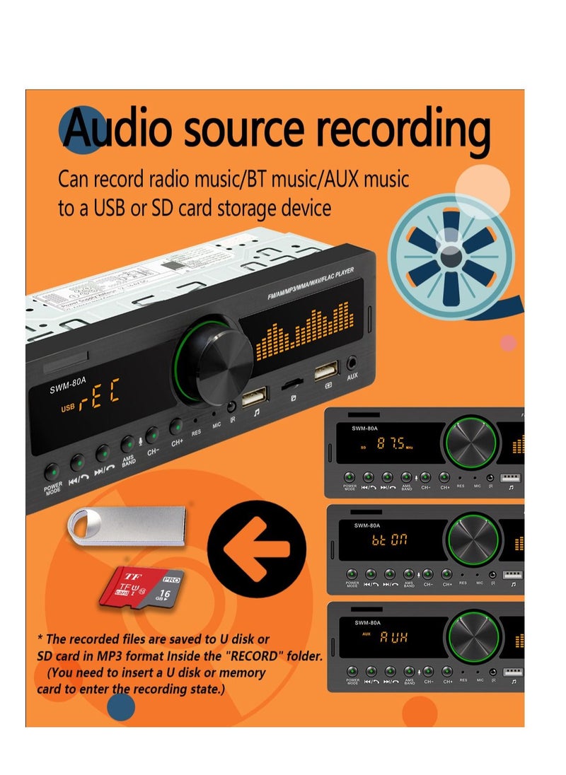 SWM - Dual USB Car MP3 Player Bluetooth Hands Free Multifunction Radio Car Stereo - Image 1