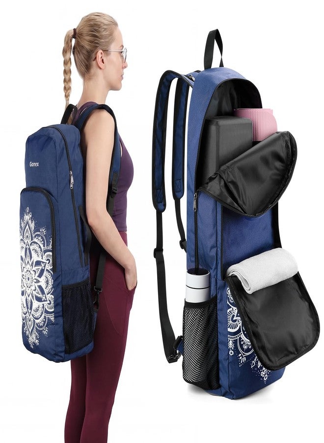 Gonex Yoga Mat Bag, 2 Carry Ways Yoga Backpack with Wet Compartment Metal Zippers for Women Men, Large Capacity Yoga Mat Carrier for Yoga, Gym, Travel, Blue - Image 1