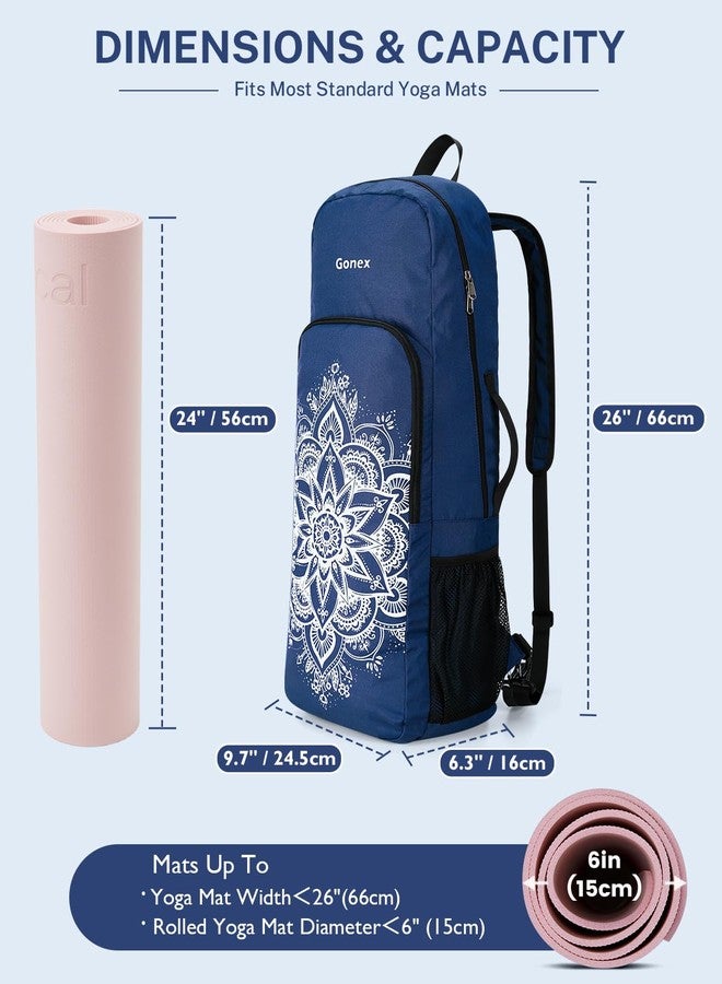 Gonex Yoga Mat Bag, 2 Carry Ways Yoga Backpack with Wet Compartment Metal Zippers for Women Men, Large Capacity Yoga Mat Carrier for Yoga, Gym, Travel, Blue - Image 3