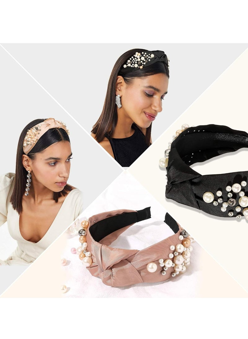Loquat Headbands - Knotted Pearl Hair Accessories Hairbands for Girls No Slip Fashion Cute Headband Gift for Women - Image 3