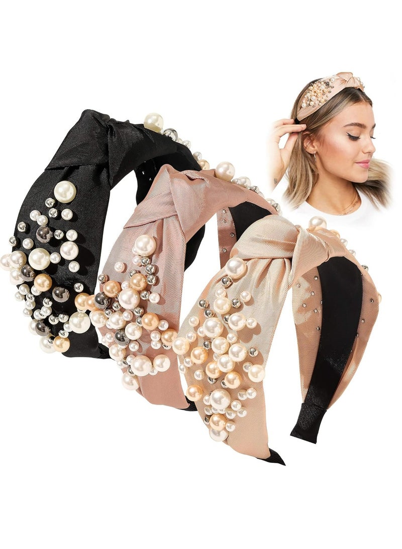 Loquat Headbands - Knotted Pearl Hair Accessories Hairbands for Girls No Slip Fashion Cute Headband Gift for Women - Image 1