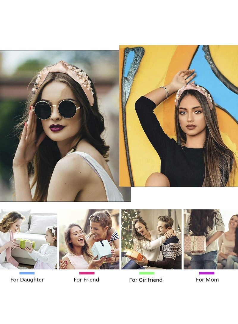 Loquat Headbands - Knotted Pearl Hair Accessories Hairbands for Girls No Slip Fashion Cute Headband Gift for Women - Image 4