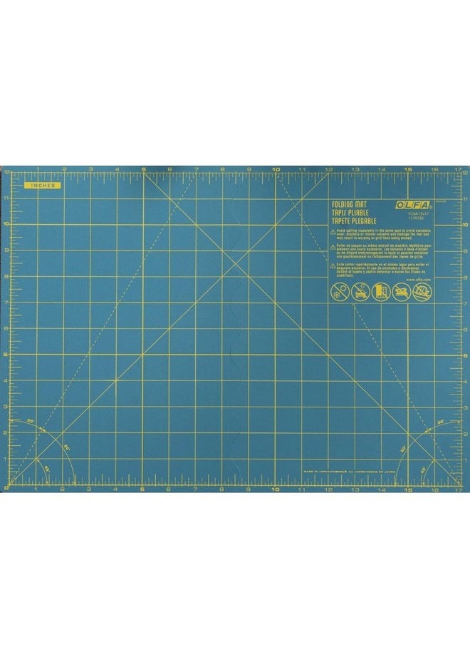 OLFA 12" X 17" Folding Cutting Mat (Fcm12X17) Self Healing 12X17 Inch Foldable Rotary Mat With Grid For Quilting Sewing Fabric & Crafts Use With Rotary Cutters & Fixed Blade Knives (Green)  - Image 2
