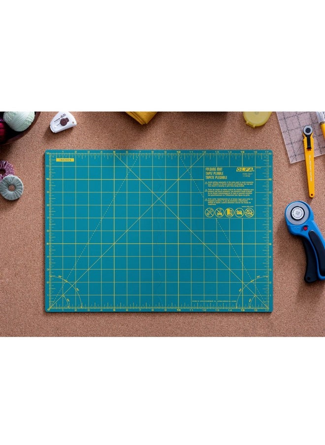 OLFA 12" X 17" Folding Cutting Mat (Fcm12X17) Self Healing 12X17 Inch Foldable Rotary Mat With Grid For Quilting Sewing Fabric & Crafts Use With Rotary Cutters & Fixed Blade Knives (Green)  - Image 4