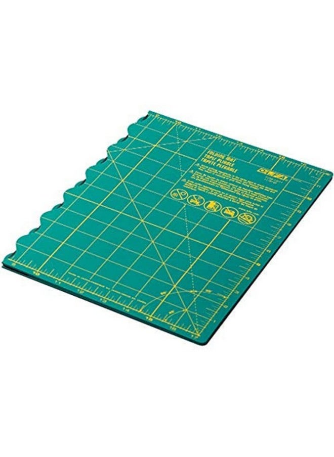 OLFA 12" X 17" Folding Cutting Mat (Fcm12X17) Self Healing 12X17 Inch Foldable Rotary Mat With Grid For Quilting Sewing Fabric & Crafts Use With Rotary Cutters & Fixed Blade Knives (Green)  - Image 3