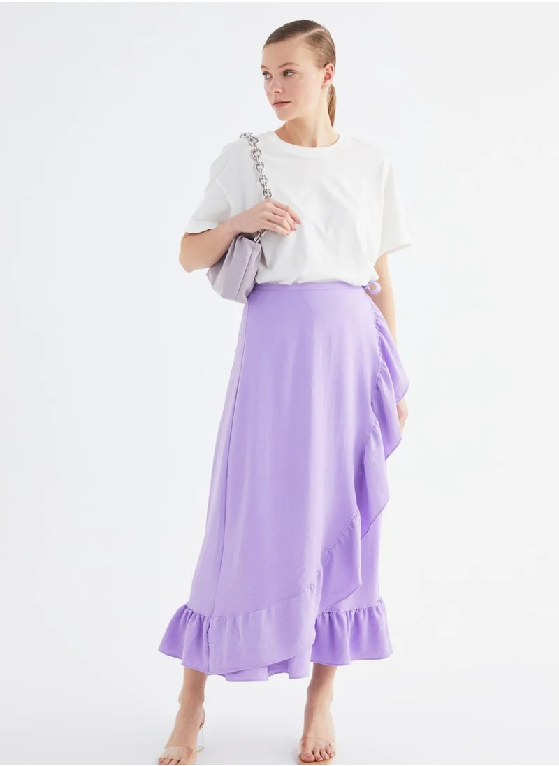 trendyol Ruffle Detail Midi Skirt