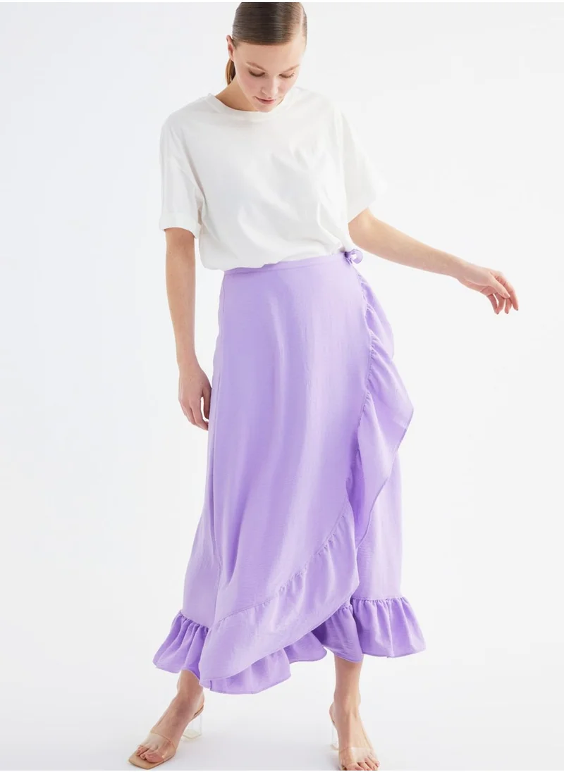 trendyol Ruffle Detail Midi Skirt