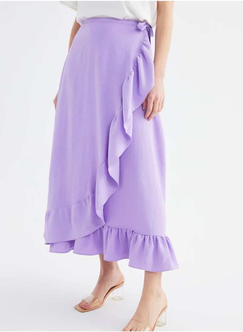 trendyol Ruffle Detail Midi Skirt