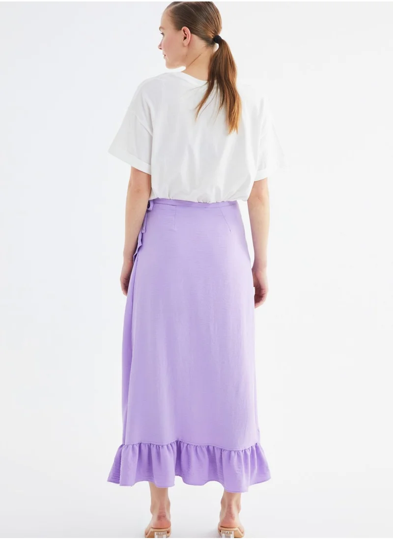 trendyol Ruffle Detail Midi Skirt