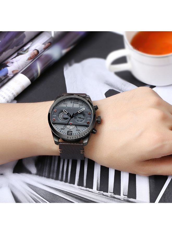 ساعة كرونوغراف جلدية مقاومة للماء، ساعة يد كوارتز رجالية، مؤشر 24 ساعة، عرض الأسبوع، التقويم، الديكو، الحركة اليابانية - Image 2