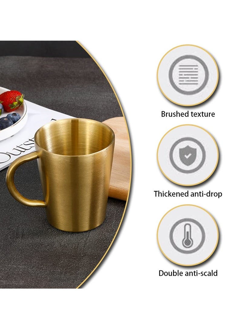SYOSI Drinking Mug, Stainless Steel Double Wall Coffee Mug, 350ml/12Oz Insulated Tea Mug for Cold & Hot Drinks, Fall Resistant Drinking Cup for Office/Home/Hotels/Restaurants/Bars (Golden) - Image 4
