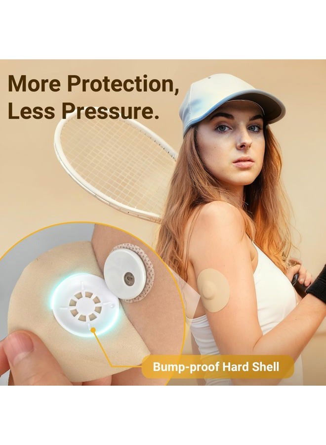 Amolyfe Libre 3 Sensor Covers Waterproof, 20 Pack Freestyle Libre 3 Plus Covers, Bump-Proof with Hard Cap, Waterproof Breathable Medical CGM Adhesive Patches, 14-Day CGM Protection (Beige) - Image 3