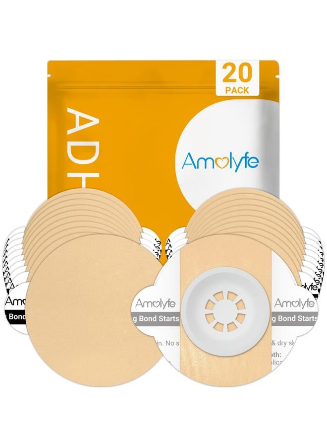 Amolyfe Libre 3 Sensor Covers Waterproof, 20 Pack Freestyle Libre 3 Plus Covers, Bump-Proof with Hard Cap, Waterproof Breathable Medical CGM Adhesive Patches, 14-Day CGM Protection (Beige) - Image 1