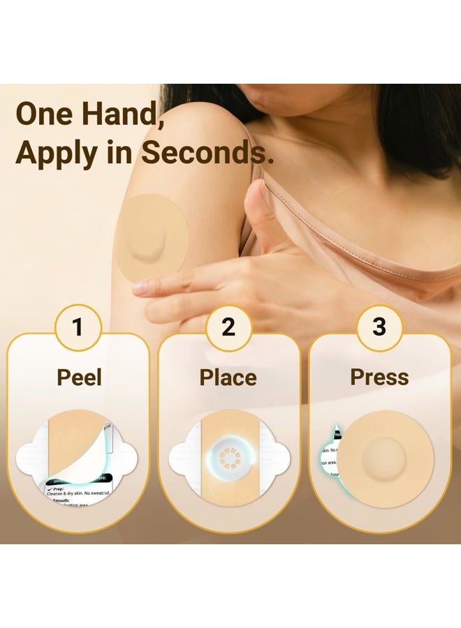 Amolyfe Libre 3 Sensor Covers Waterproof, 20 Pack Freestyle Libre 3 Plus Covers, Bump-Proof with Hard Cap, Waterproof Breathable Medical CGM Adhesive Patches, 14-Day CGM Protection (Beige) - Image 4