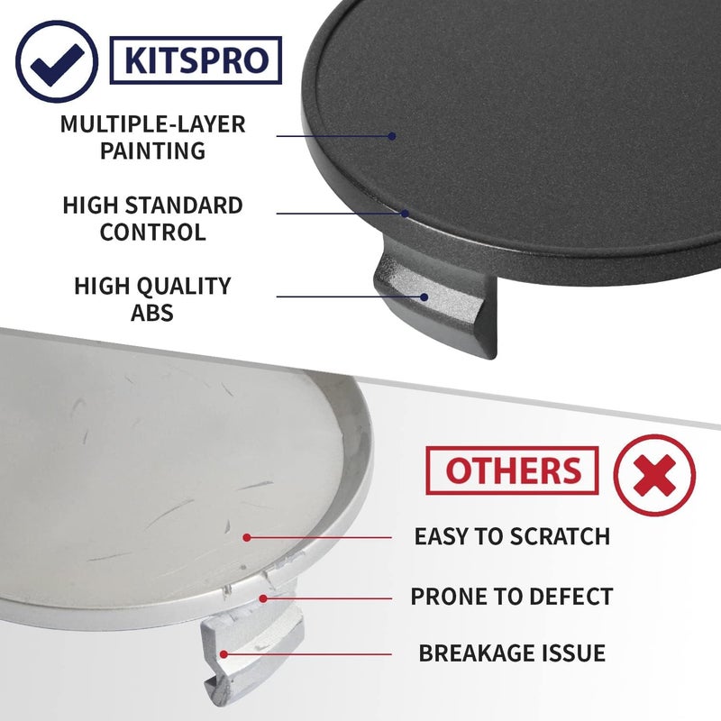 KitsPro كابات مركز العجلات من بقطر 2.6 بوصة وعرض 65 مم لسيارات فورد طراز FL341A096، عبوة تحتوي على 4 قطع (لون كروم، الجزء الخارجي بعرض 65 مم، الجزء الداخلي بعرض 61 مم). - Image 4