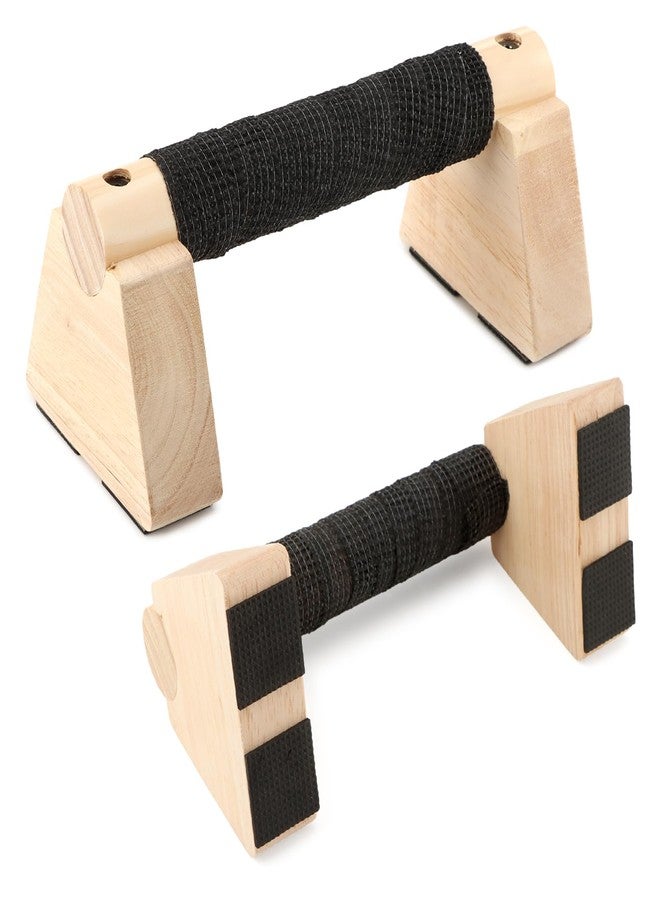 Ranjaner 2PCS Wooden Push Up Bars, Non Slip Base Push-up Stands, Solid Wood Parallettes Bars for Handstand, Plank, Calisthenics & Home Gym Strength Training, Wood Color, 7.9 Inch - Image 3