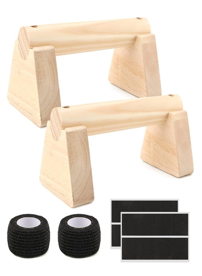 Ranjaner 2PCS Wooden Push Up Bars, Non Slip Base Push-up Stands, Solid Wood Parallettes Bars for Handstand, Plank, Calisthenics & Home Gym Strength Training, Wood Color, 7.9 Inch - Image 2
