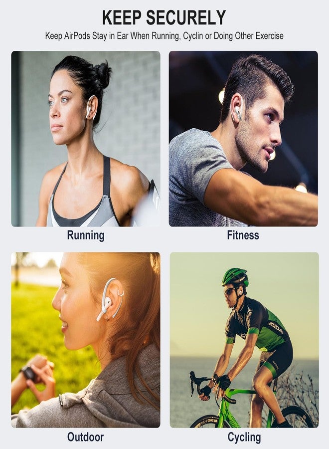 ICARERSPACE 2 Pairs AirPods Ear Hooks for AirPods Pro 2, AirPods Pro, AirPods 4, 3, 2 & 1, Upgraded Anti Slip Sports Clip Hooks for AirPods 1, 2, 3, 4,Pro, Pro 2 - White - Image 3