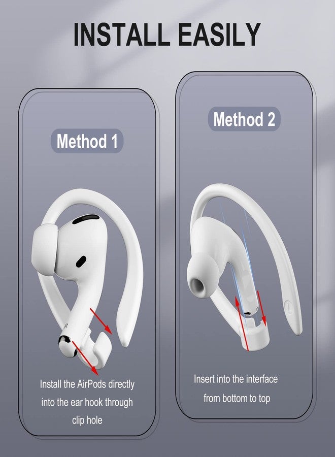 ICARERSPACE 2 Pairs AirPods Ear Hooks for AirPods Pro 2, AirPods Pro, AirPods 4, 3, 2 & 1, Upgraded Anti Slip Sports Clip Hooks for AirPods 1, 2, 3, 4,Pro, Pro 2 - White - Image 5
