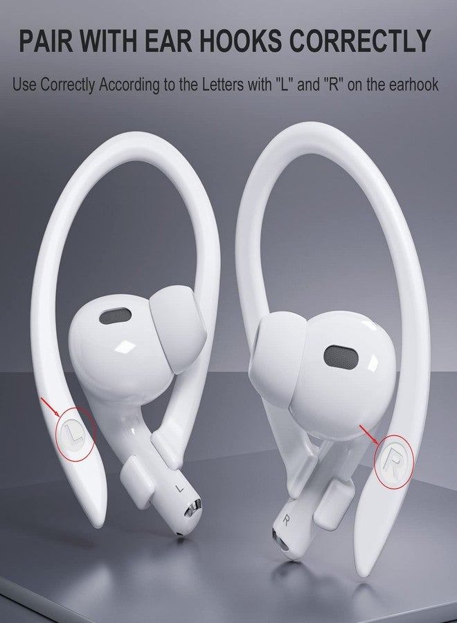 ICARERSPACE 2 Pairs AirPods Ear Hooks for AirPods Pro 2, AirPods Pro, AirPods 4, 3, 2 & 1, Upgraded Anti Slip Sports Clip Hooks for AirPods 1, 2, 3, 4,Pro, Pro 2 - White - Image 4