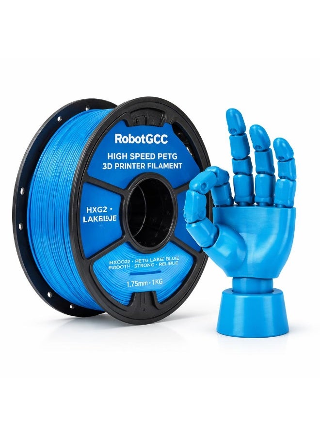 RobotGCC PETG Lake Blue 3D Printer Filament 1.75mm 1KG, Durable Low-Warping Material, Fresh Lake Blue PETG for Marine Components and Outdoor-Style Models - Image 1