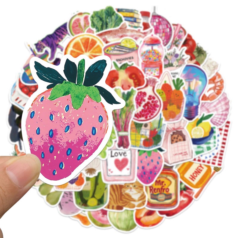 ZJSXINDI 50Pcs Stickers Aesthetic Waterproof Laptop Stickers Decals for Water Bottle Vintage Scrapbook Journals Supplies Journal Planners (Fruit) - Image 5