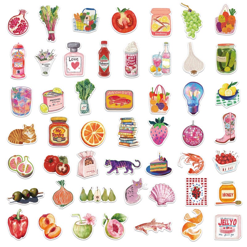 ZJSXINDI 50Pcs Stickers Aesthetic Waterproof Laptop Stickers Decals for Water Bottle Vintage Scrapbook Journals Supplies Journal Planners (Fruit) - Image 3