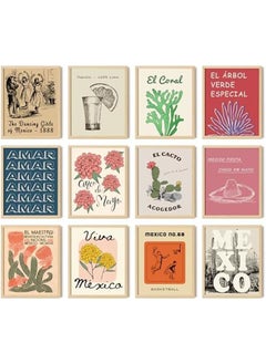 EKA Mexican Decor for Home - Vintage Mexican Wall Art, Boho Mexico Poster, Cactus Wall Decor Hispanic Aesthetic Pictures, Retro Mexico City Travel Prints for Bedroom Decorations (8x10 UNFRAMED)