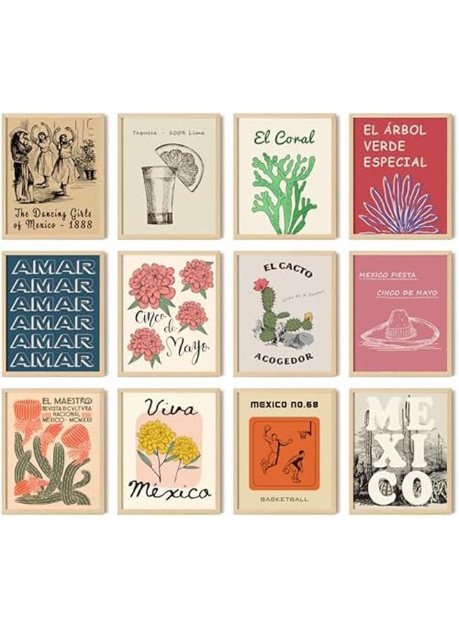 Generic - EKA Mexican Decor for Home - Vintage Mexican Wall Art, Boho Mexico Poster, Cactus Wall Decor Hispanic Aesthetic Pictures, Retro Mexico City Travel Prints for Bedroom Decorations (8x10 UNFRAMED) - Image 1