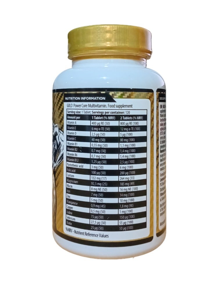 Kevin Levrone Gold Power Core Multivitamin 120 Tablets 120 Serving - Image 2